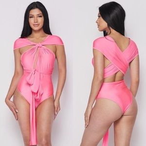 π Sexy Convertible Jersey Bodysuit - Pink